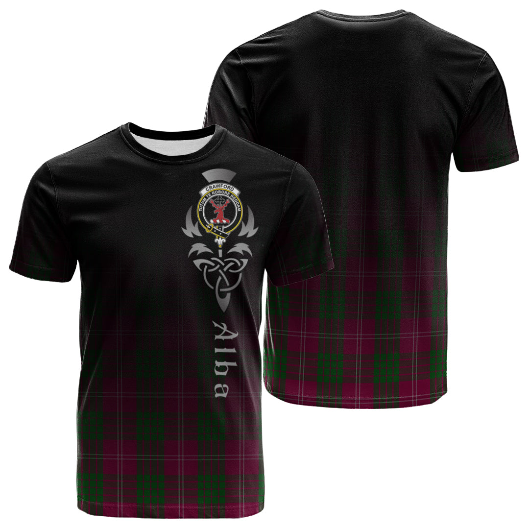 Crawford Tartan Crest T-shirt - Alba Celtic Style