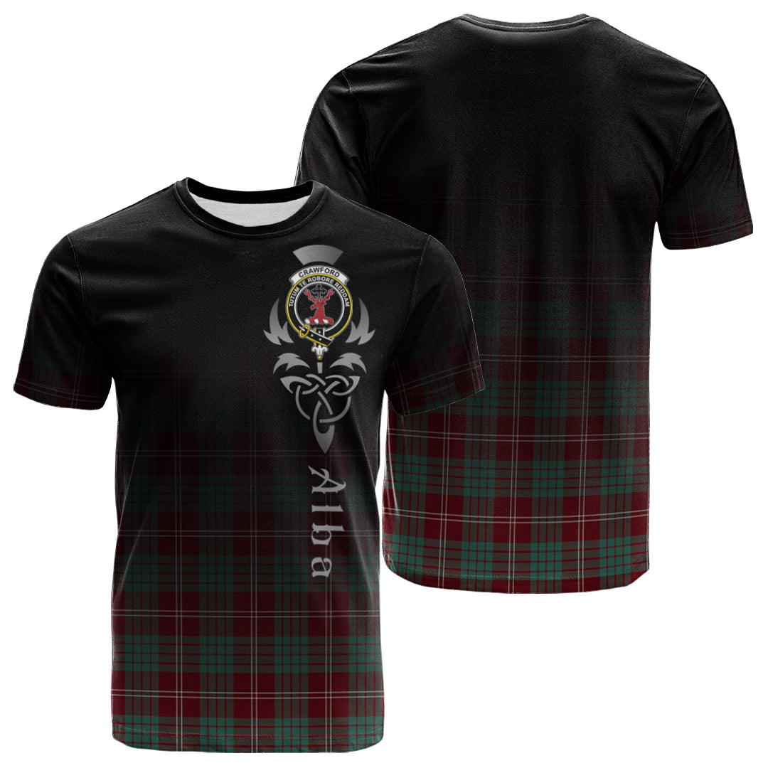 Crawford Modern Tartan Crest T-shirt - Alba Celtic Style