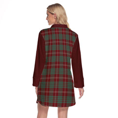 Crawford Modern Tartan Women's Lapel Shirt Dress With Long Sleeve
