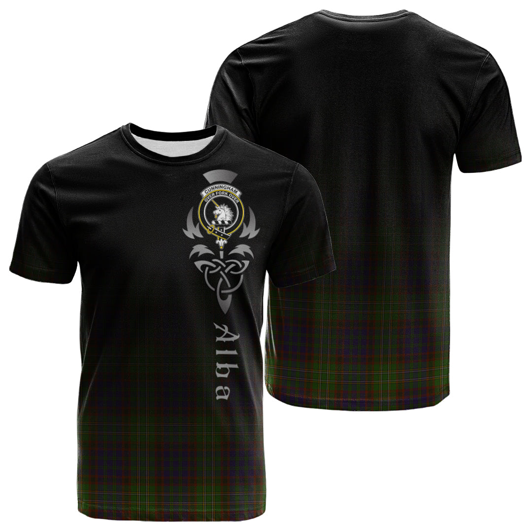 Cunningham Hunting Modern Tartan Crest T-shirt - Alba Celtic Style