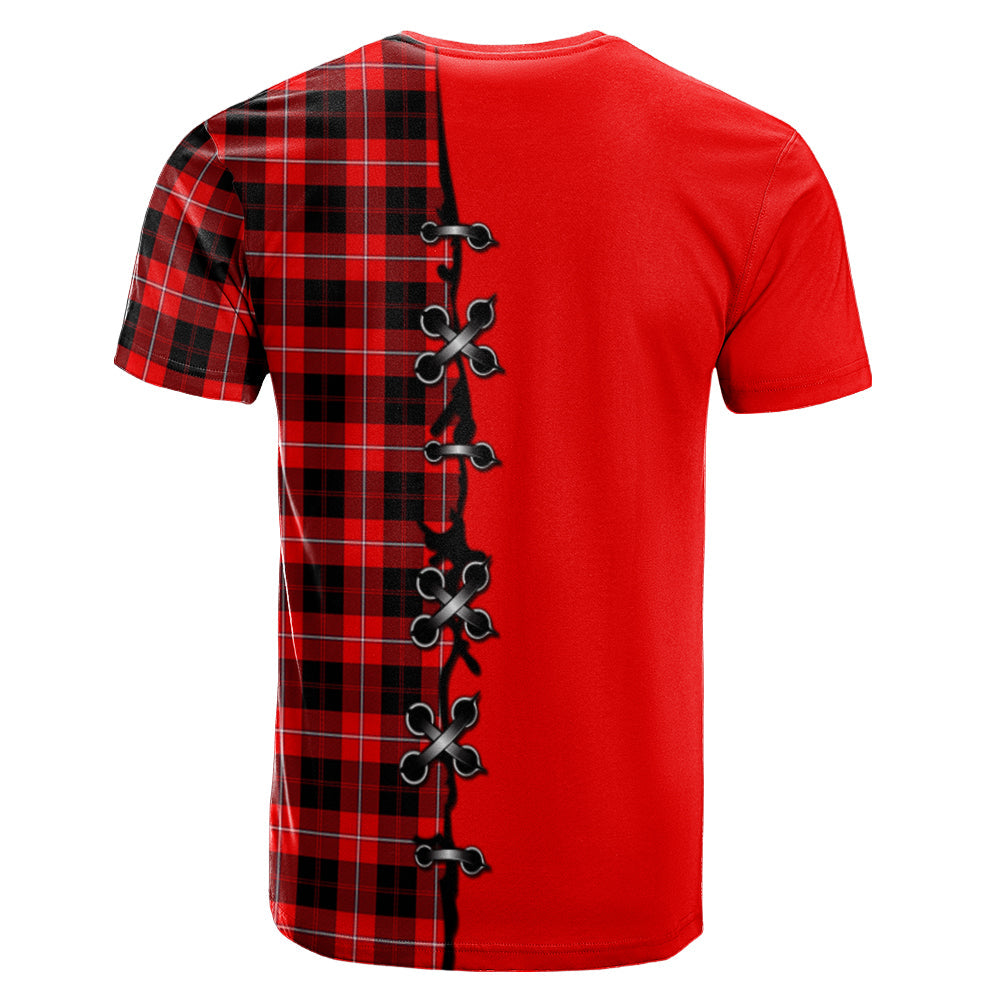 Cunningham Modern Tartan T-shirt - Lion Rampant And Celtic Thistle Style