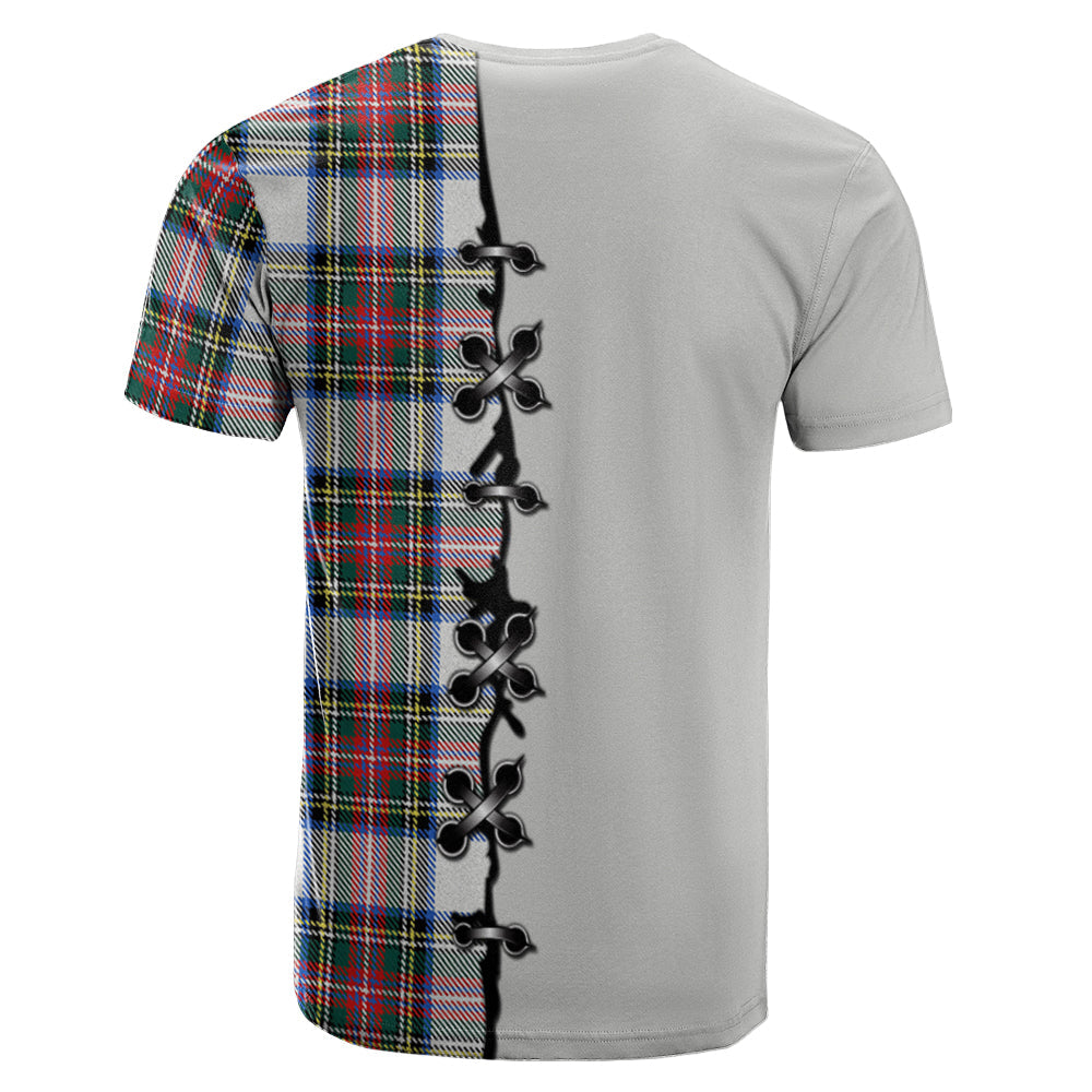 Dennistoun Tartan T-shirt - Lion Rampant And Celtic Thistle Style