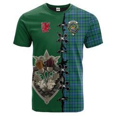 Douglas Ancient Tartan T-shirt - Lion Rampant And Celtic Thistle Style