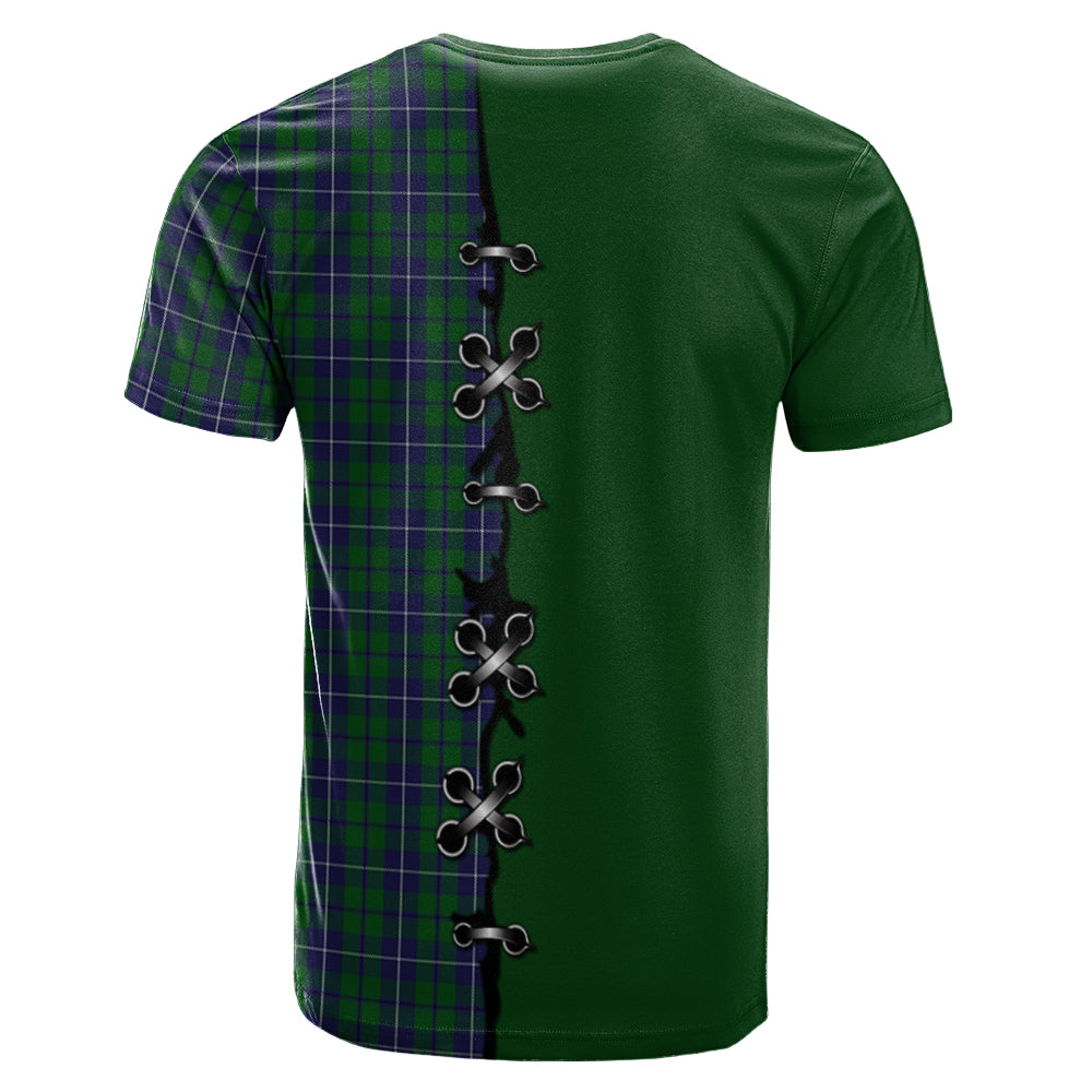 Douglas Green Tartan T-shirt - Lion Rampant And Celtic Thistle Style