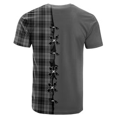 Douglas Grey Tartan T-shirt - Lion Rampant And Celtic Thistle Style