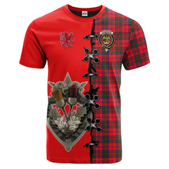 Drummond Modern Tartan T-shirt - Lion Rampant And Celtic Thistle Style