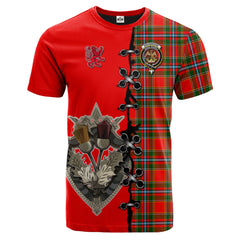 Drummond of Perth Tartan T-shirt - Lion Rampant And Celtic Thistle Style