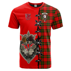 Dunbar Modern Tartan T-shirt - Lion Rampant And Celtic Thistle Style