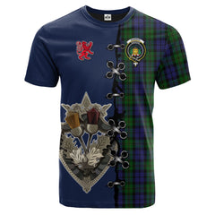 Dundas Tartan T-shirt - Lion Rampant And Celtic Thistle Style