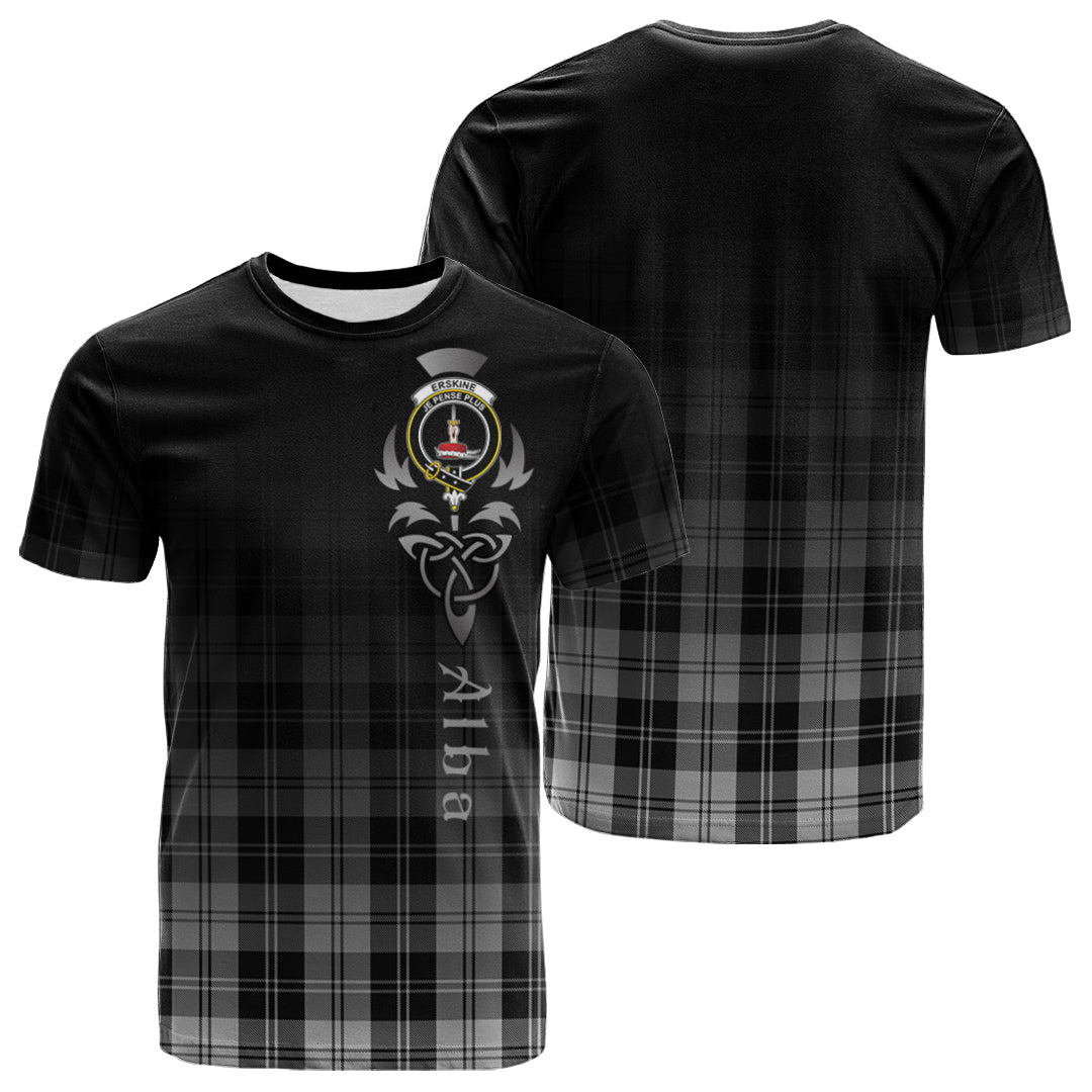 Erskine Black And White Tartan Crest T-shirt - Alba Celtic Style