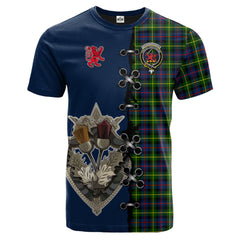 Farquharson Modern Tartan T-shirt - Lion Rampant And Celtic Thistle Style