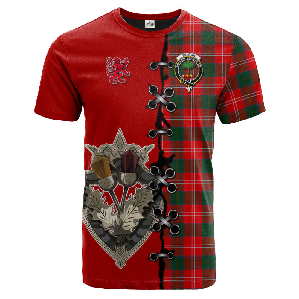 Fenton Tartan T-shirt - Lion Rampant And Celtic Thistle Style