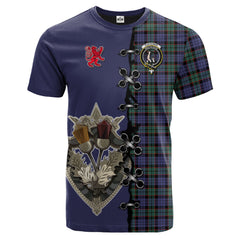 Fletcher Modern Tartan T-shirt - Lion Rampant And Celtic Thistle Style