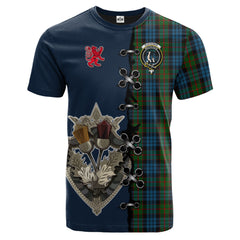 Fletcher of Dunans Tartan T-shirt - Lion Rampant And Celtic Thistle Style