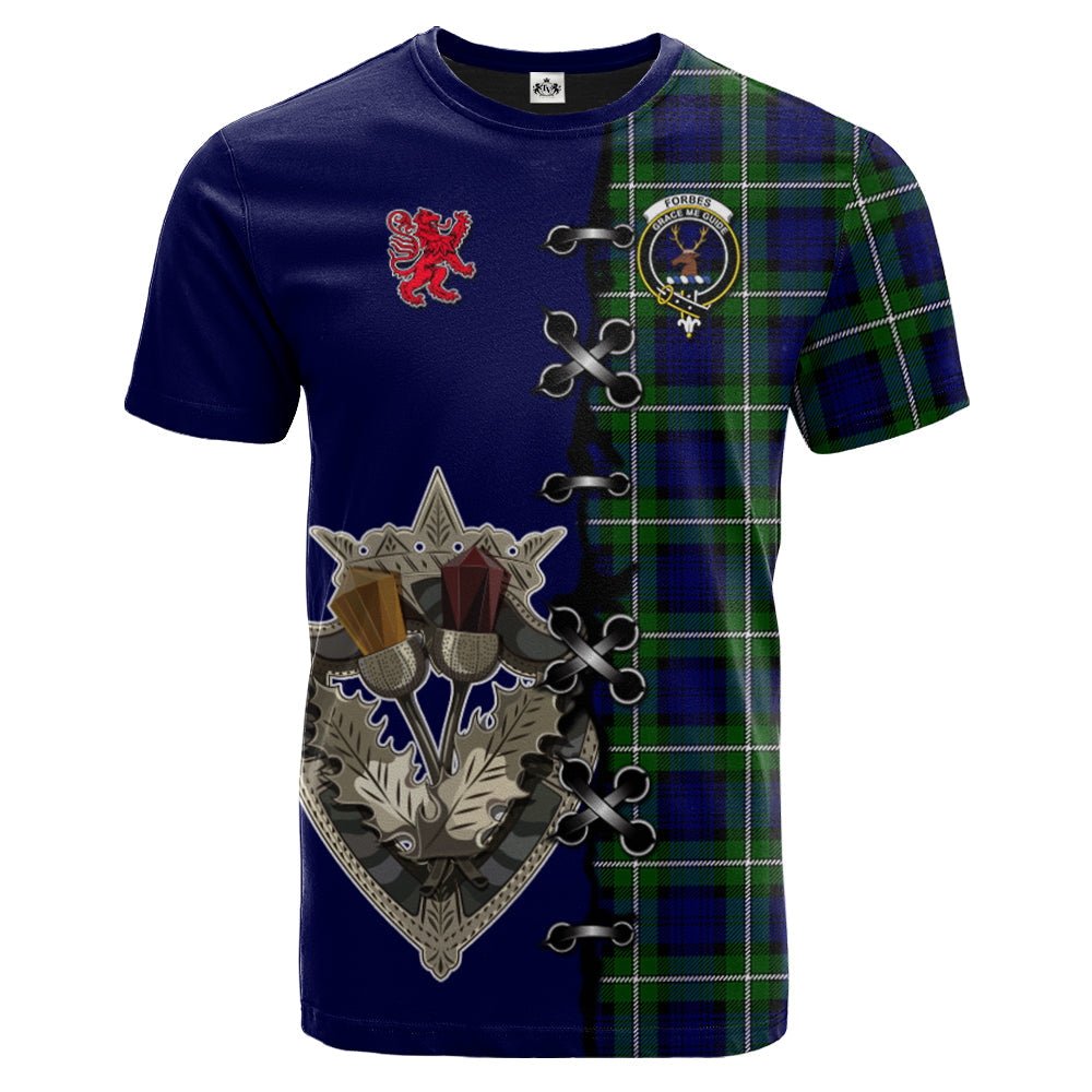 Forbes Modern Tartan T-shirt - Lion Rampant And Celtic Thistle Style