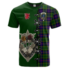 Forsyth Modern Tartan T-shirt - Lion Rampant And Celtic Thistle Style