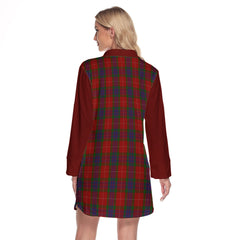 Fraser Tartan Women's Lapel Shirt Dress With Long Sleeve