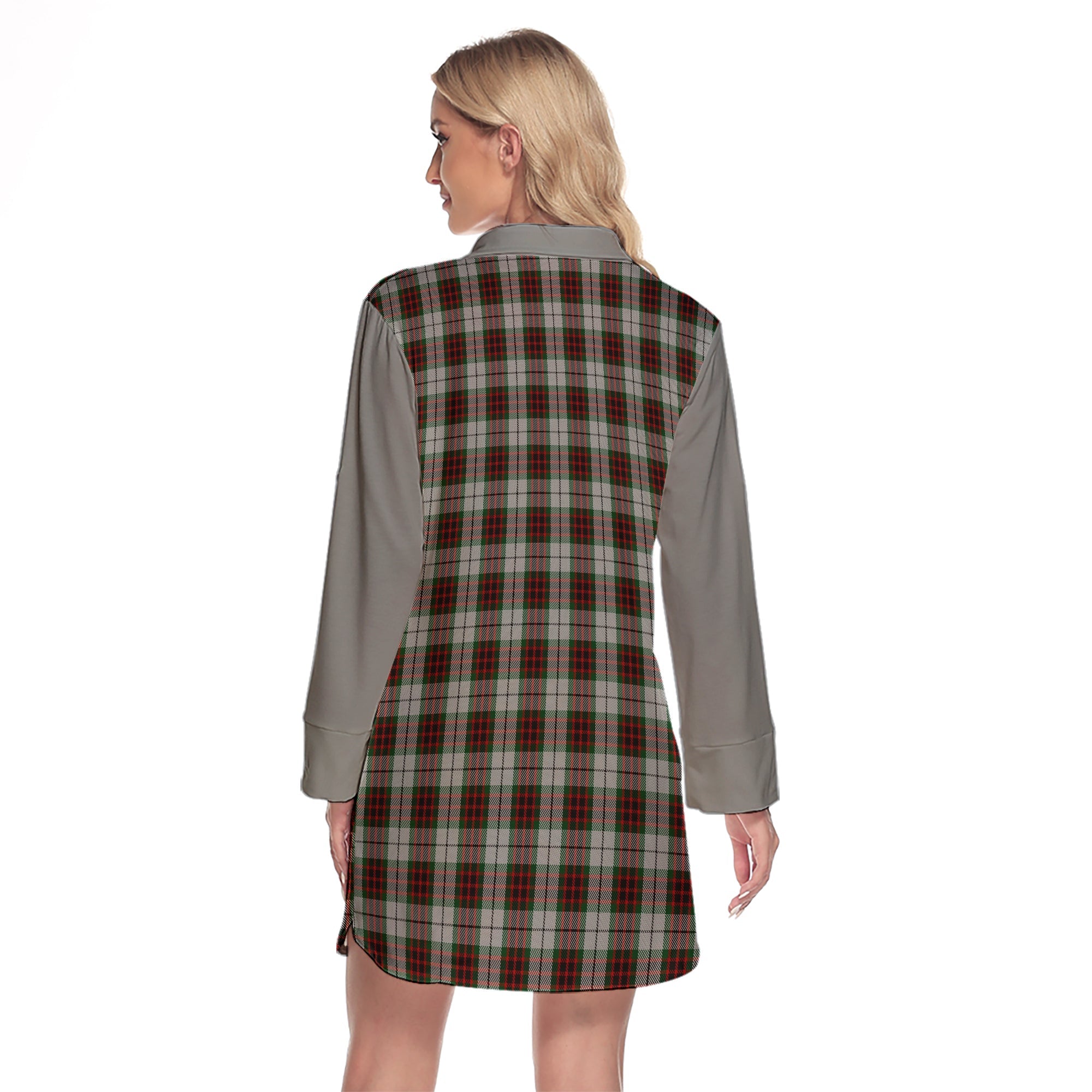 Fraser Dress Tartan Women's Lapel Shirt Dress With Long Sleeve