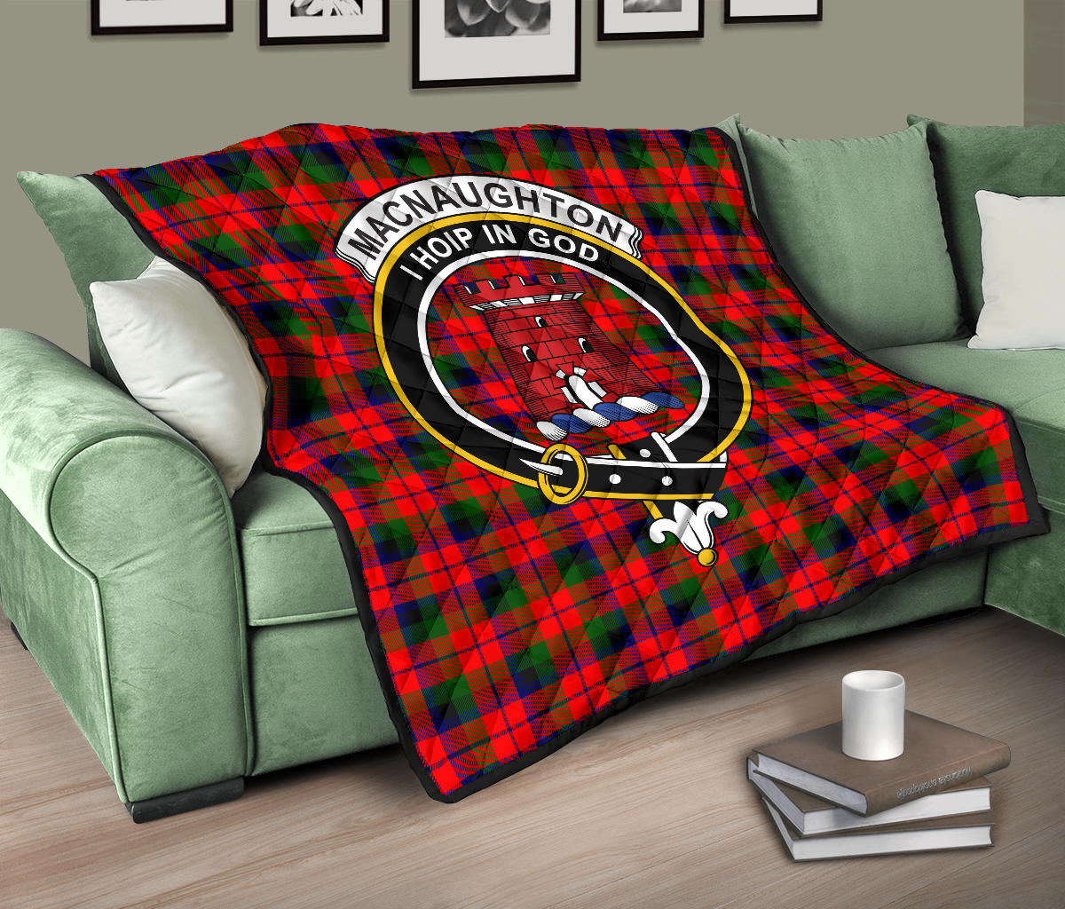 MacNaughton (MacNaughten) Tartan Crest Quilt - SP