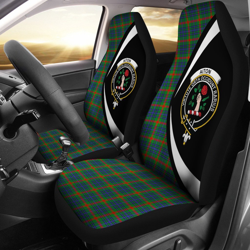 Aiton Tartan Crest Circle Style Car Seat Cover