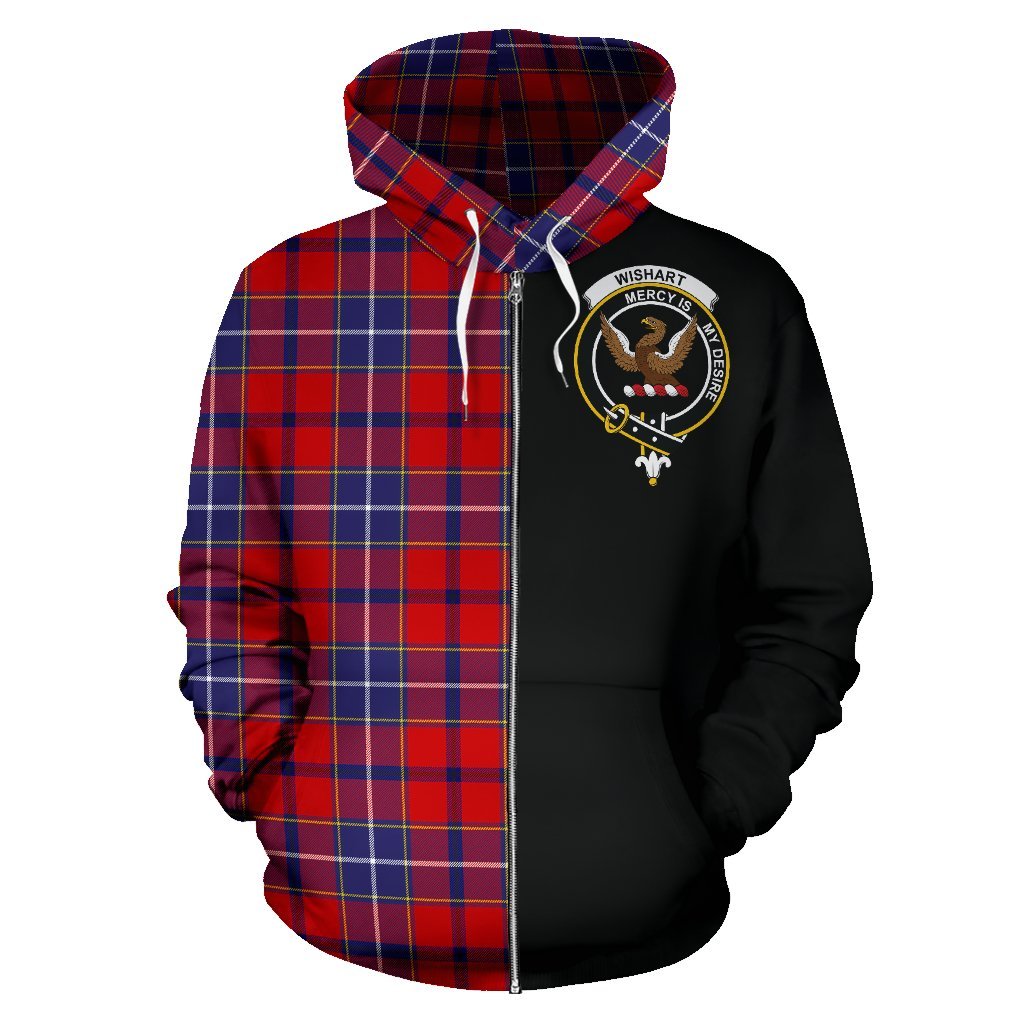 Wishart Dress Tartan Crest Zipper Hoodie - Half Of Me Style