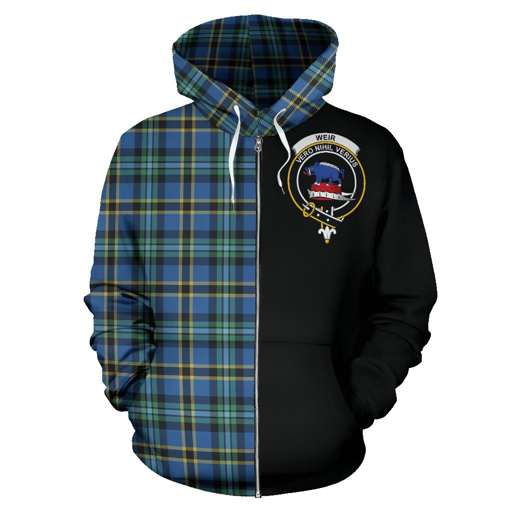 Weir Ancient Tartan Crest Zipper Hoodie - Half Of Me Style