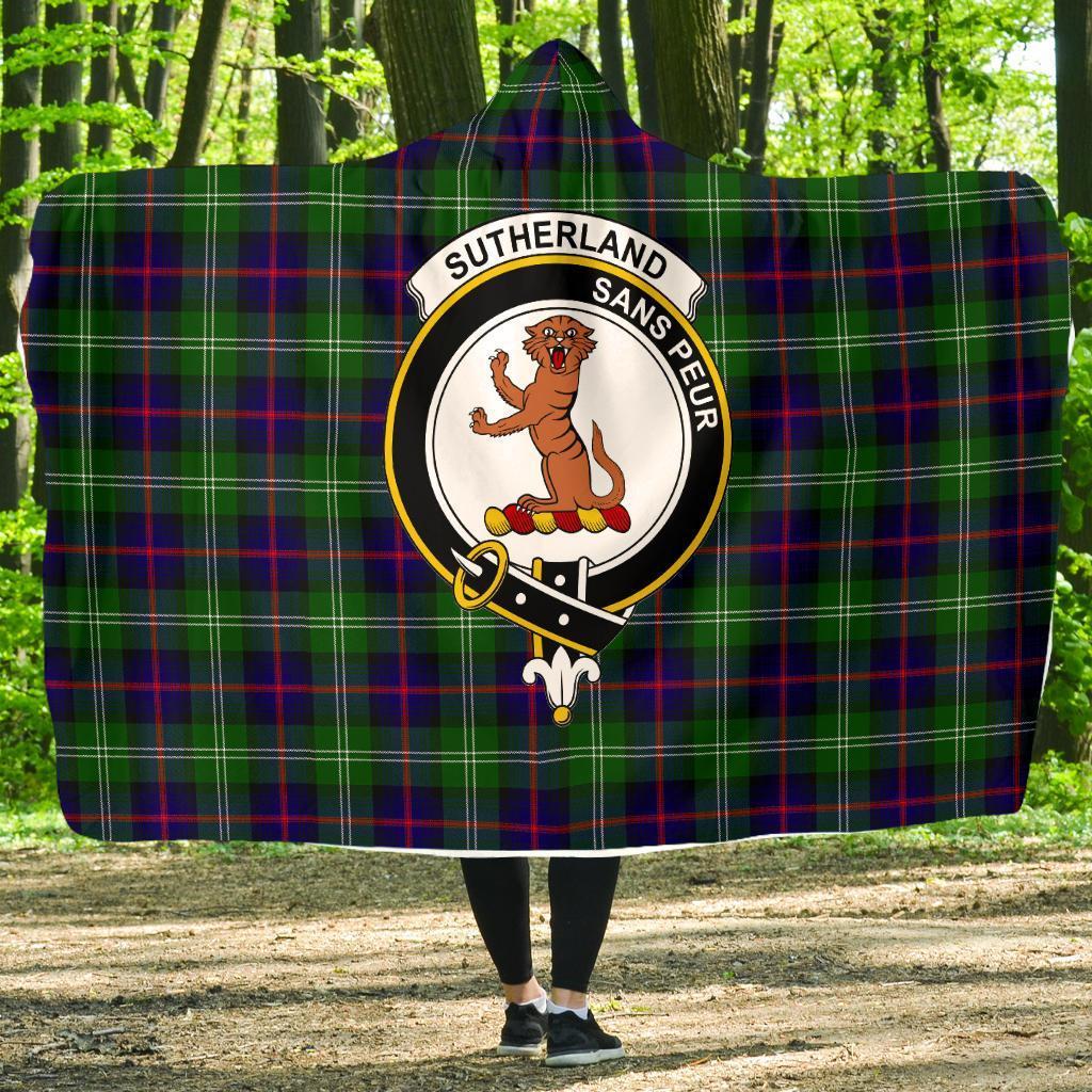 Sutherland Modern Tartan Crest Hooded Blanket