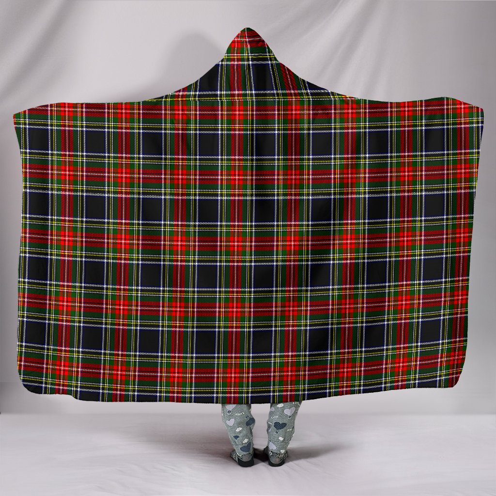 Stewart Black Tartan Hooded Blanket