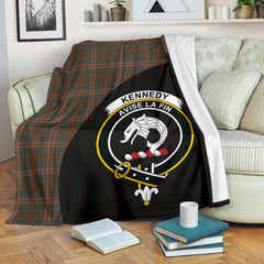 Kennedy Weathered Tartan Crest Blanket - 3 Sizes