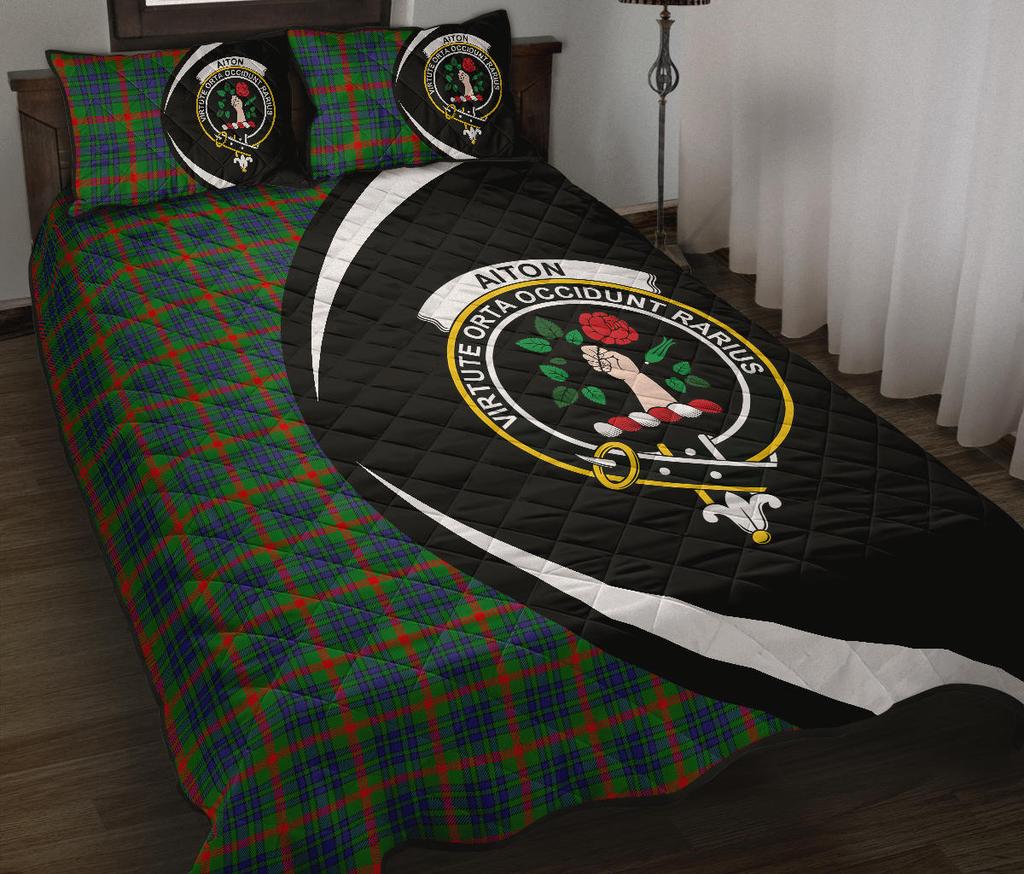 Aiton Tartan Crest Circle Style Quilt Bed Set