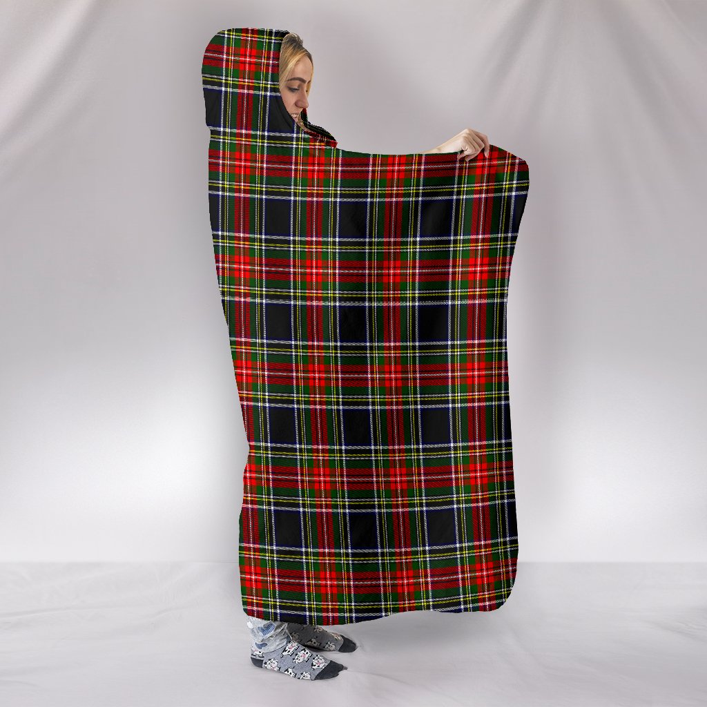 Stewart Black Tartan Hooded Blanket