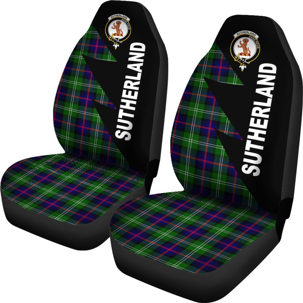 Sutherland Tartan Crest Car Seat Cover - Flash Style