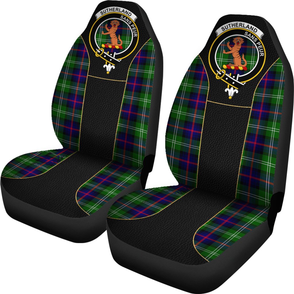 Sutherland Tartan Crest Car Seat Cover Special Version