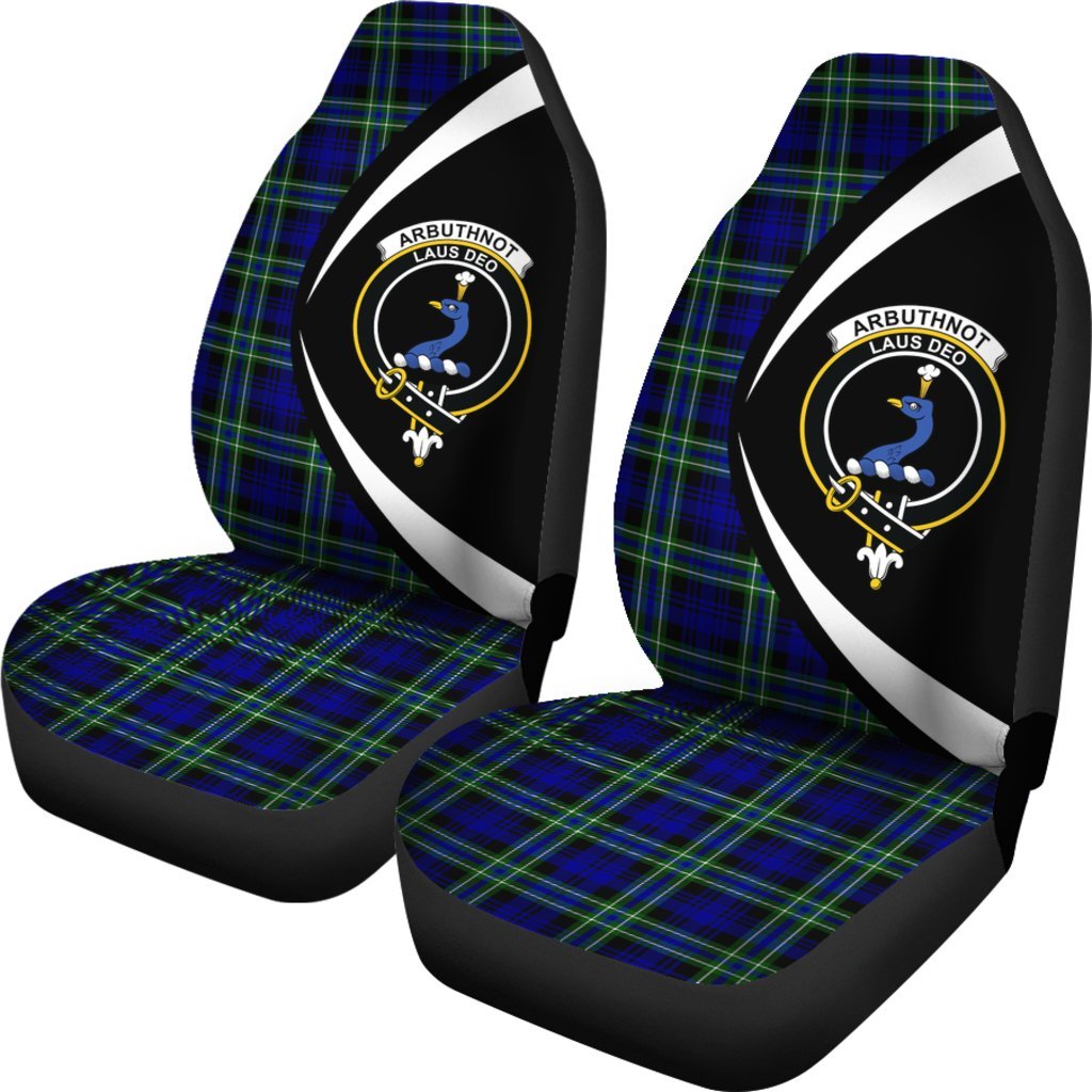 Arbuthnot Modern Tartan Crest Circle Style Car Seat Cover