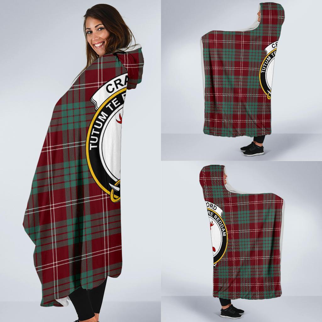 Crawford Family Tartan Crest Hooded Blanket