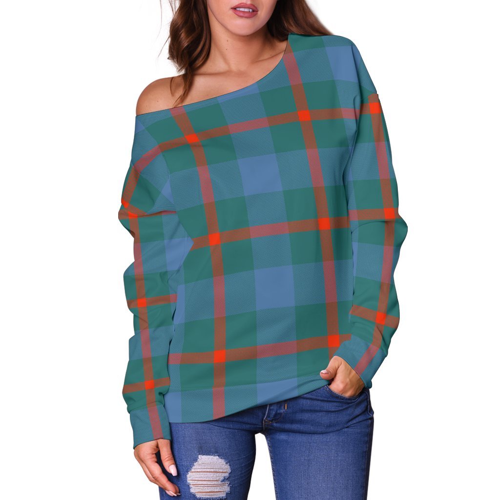 Agnew Ancient Family Tartan Off Shoulder Sweater