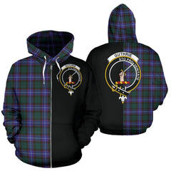 Guthrie Modern Tartan Crest Zipper Hoodie - Half Of Me Style