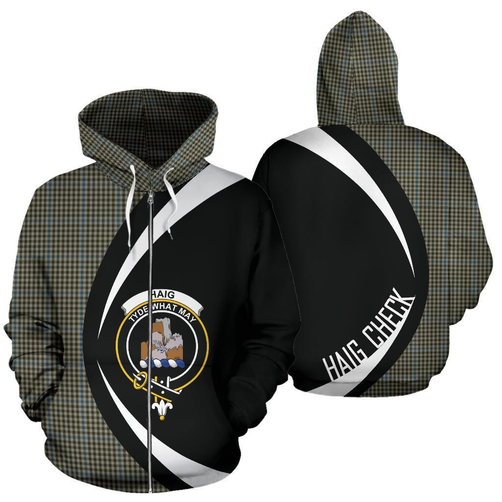 Haig Check Tartan Crest Zipper Hoodie - Circle Style