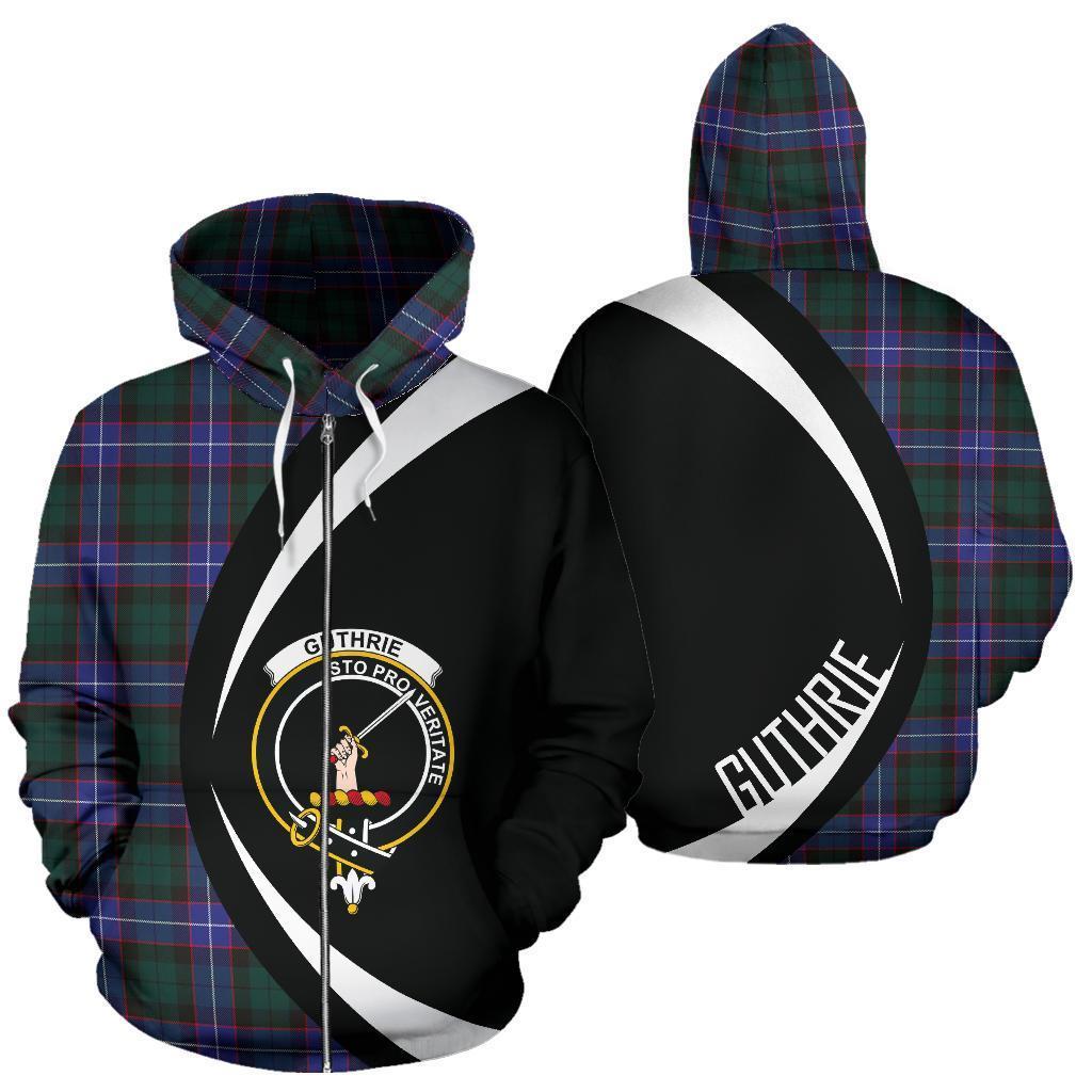 Guthrie Modern Tartan Crest Zipper Hoodie - Circle Style