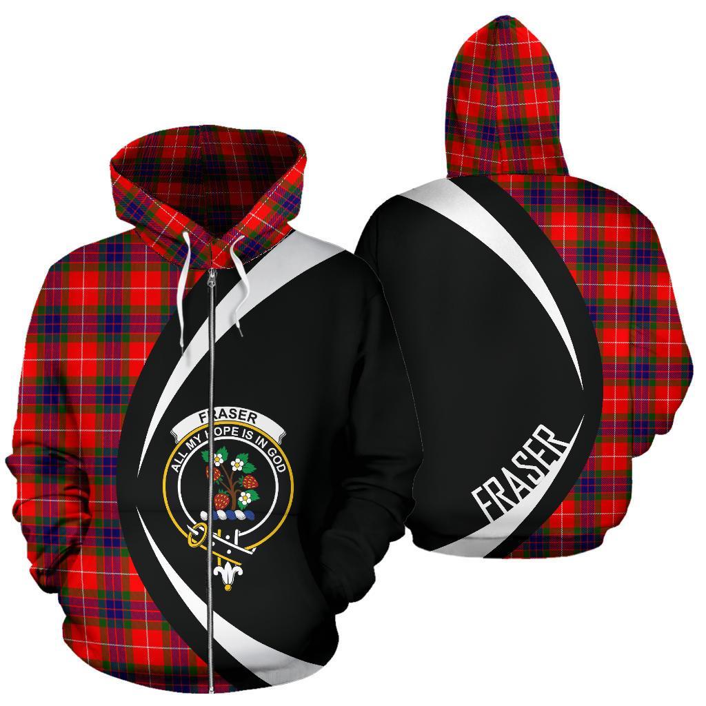 Fraser Modern Tartan Crest Zipper Hoodie - Circle Style