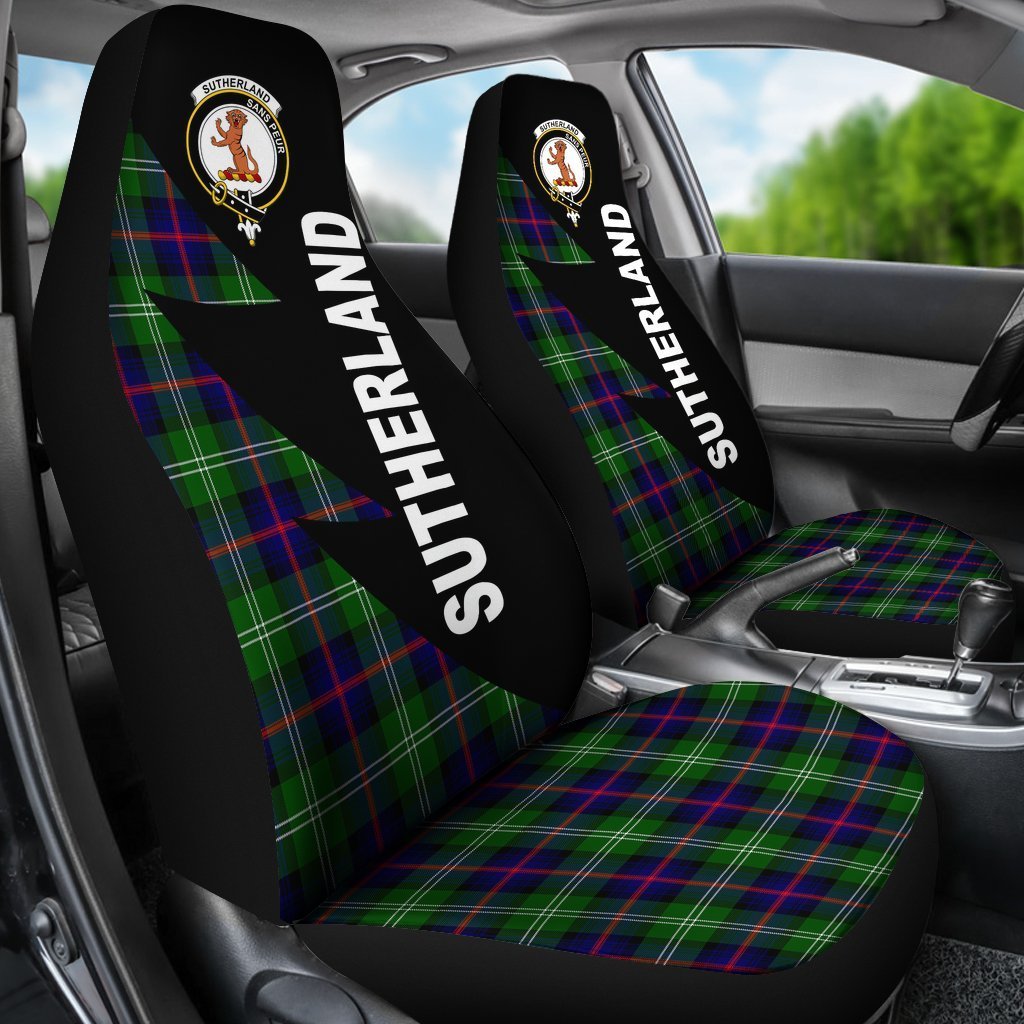 Sutherland Tartan Crest Car Seat Cover - Flash Style