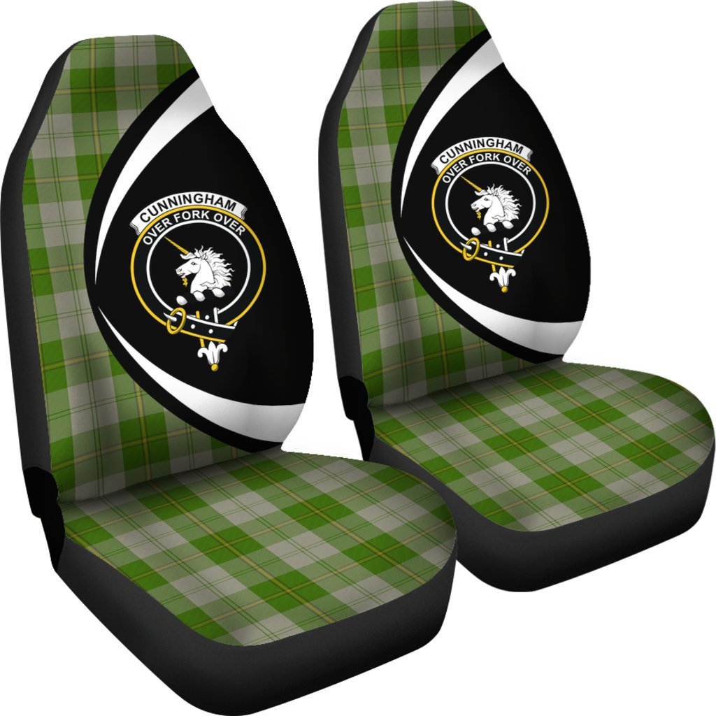 Cunningham Dress Green Dancers Tartan Crest Circle Style Car Seat Cover