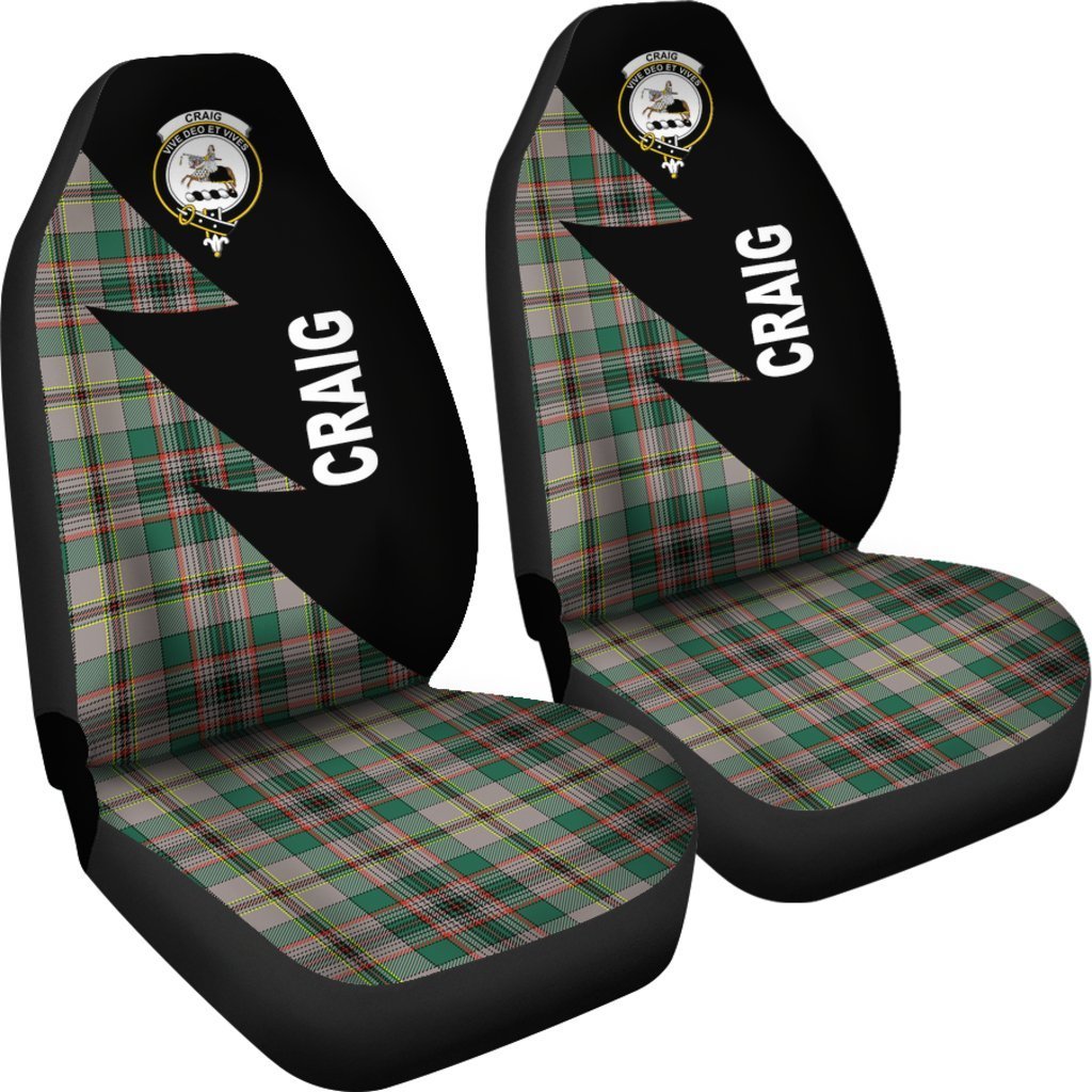 Craig Ancient Tartan Crest Car Seat Cover - Flash Style