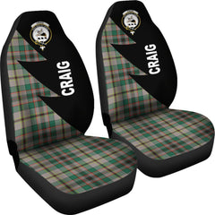 Craig Ancient Tartan Crest Car Seat Cover - Flash Style