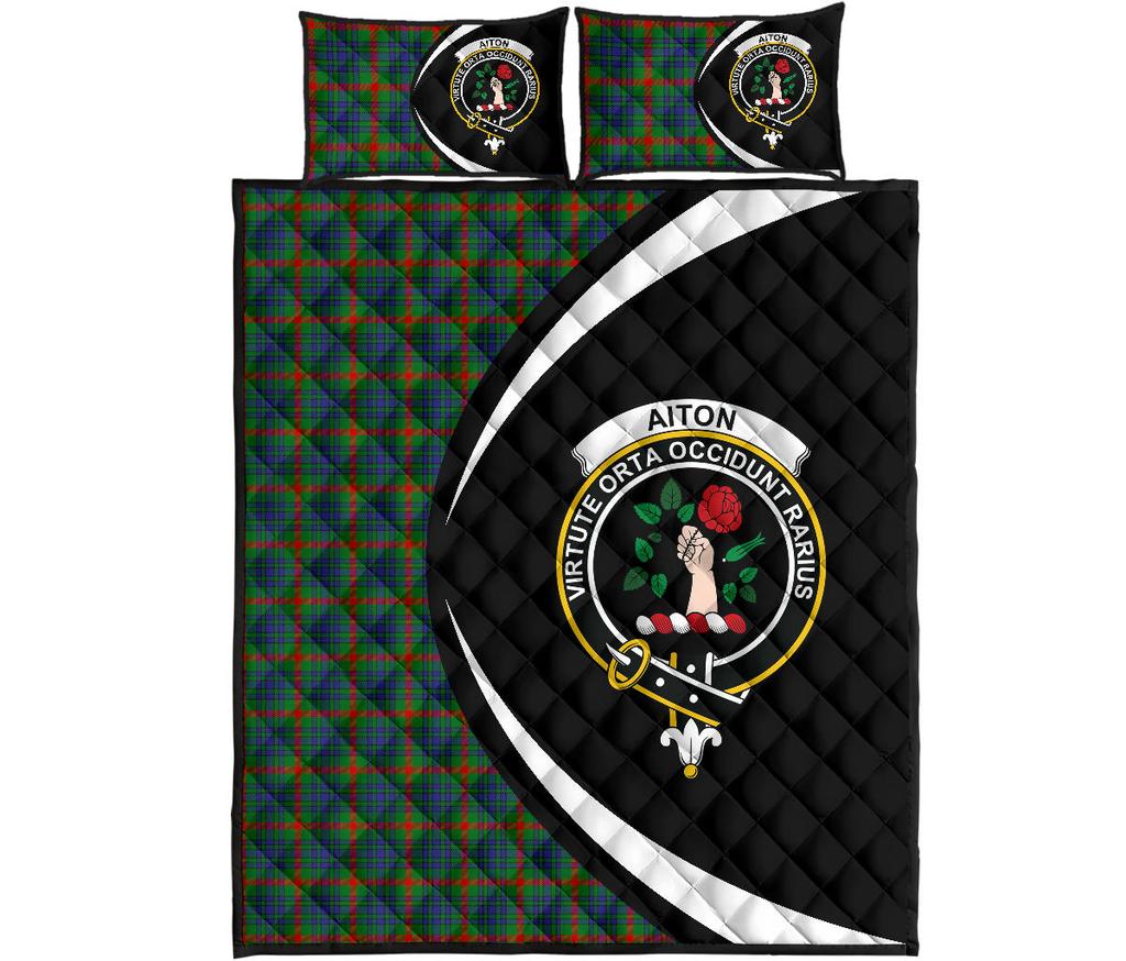 Aiton Tartan Crest Circle Style Quilt Bed Set