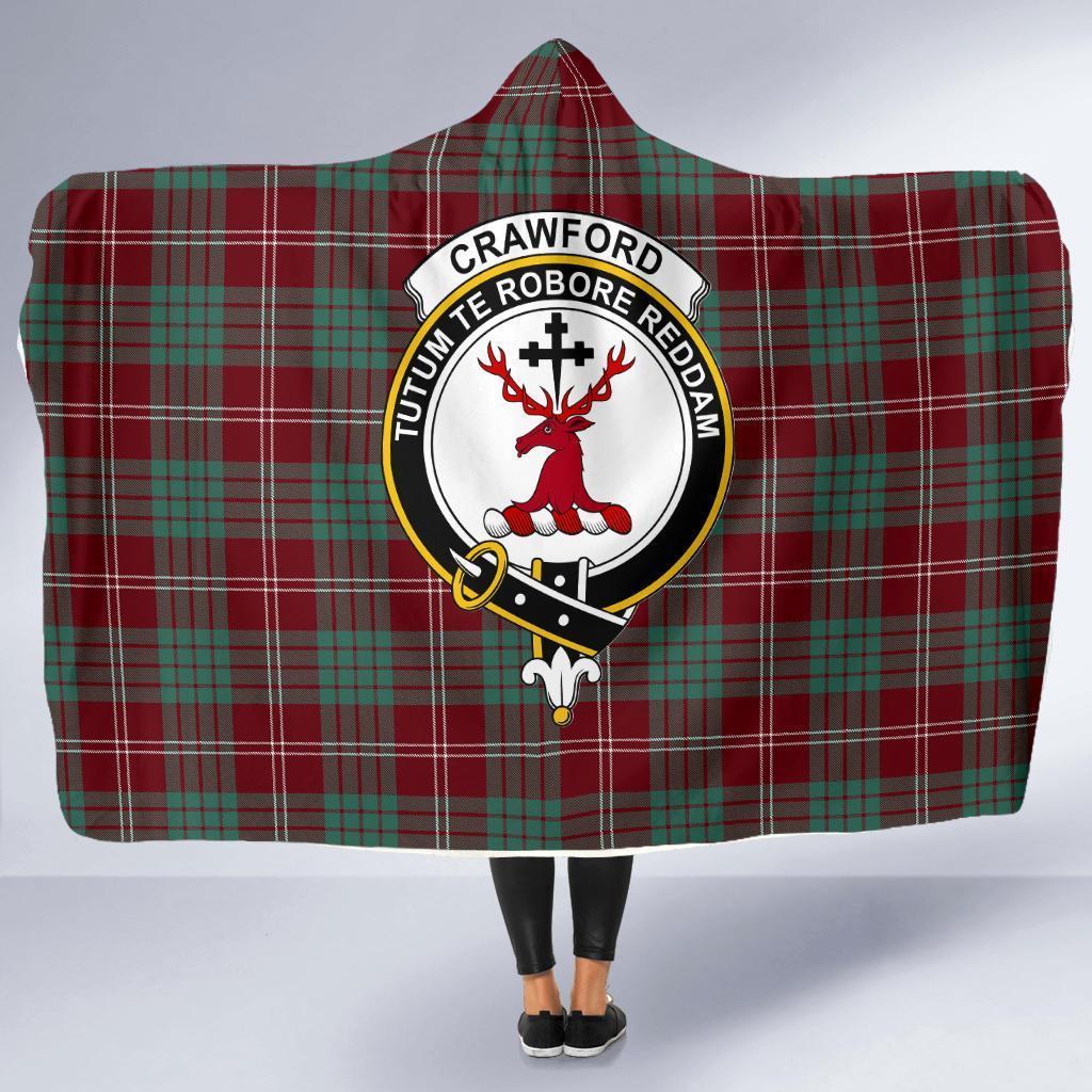 Crawford Family Tartan Crest Hooded Blanket