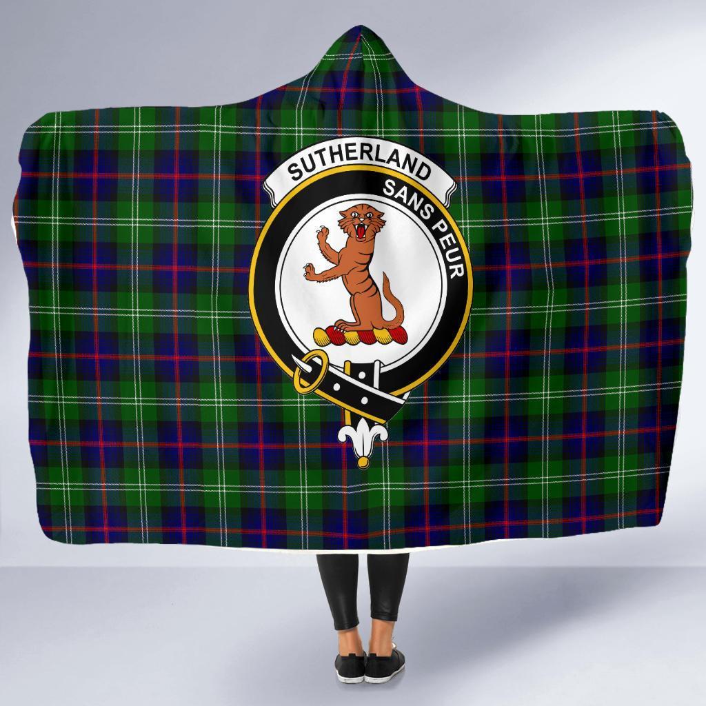 Sutherland Modern Tartan Crest Hooded Blanket