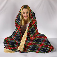 Stewart Black Tartan Hooded Blanket