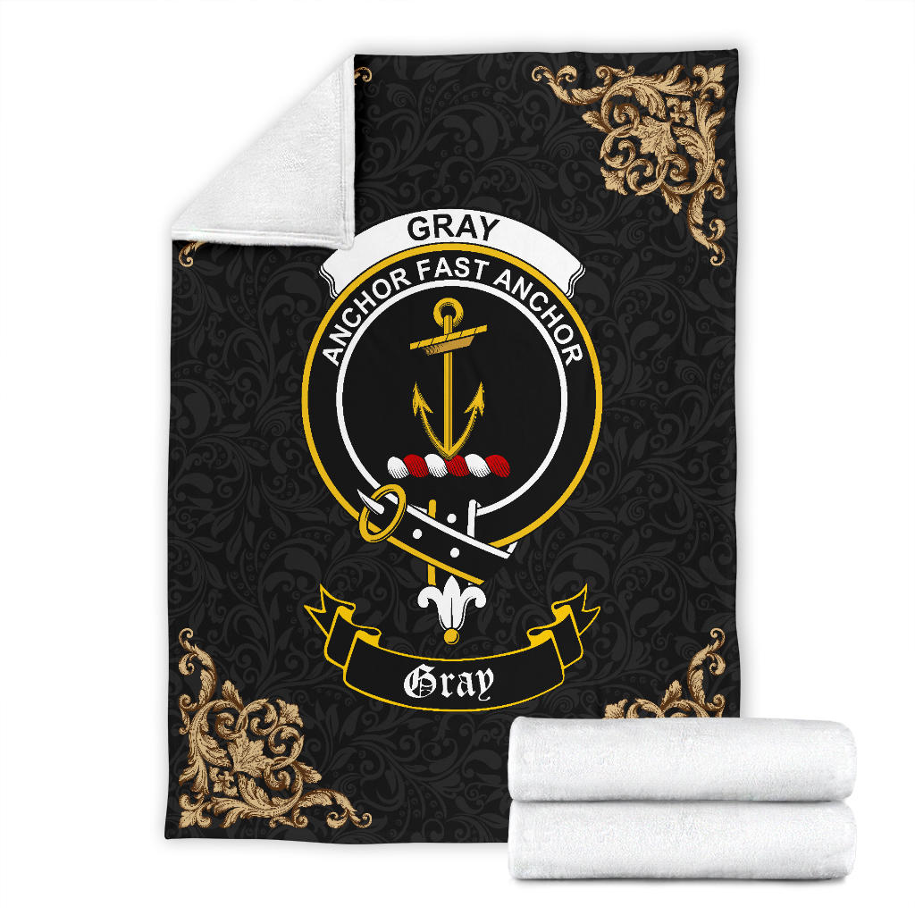 Gray Crest Tartan Premium Blanket Black - SP