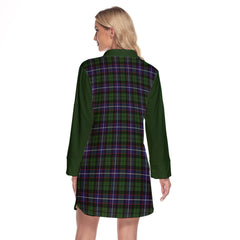 Galbraith Modern Tartan Women's Lapel Shirt Dress With Long Sleeve